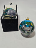 Hand Painted Safari West Glass Ornament