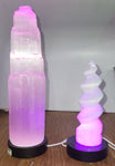 Selenite Towers on Changing Color LED Base