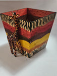 Hand Painted Giraffe Waste Basket