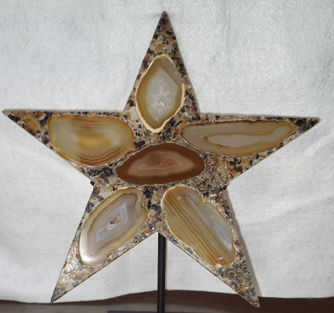 Polished Agate Star on Steel Base
